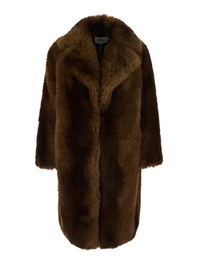Apparis Steffi Shearling Jacket With Notched Revers And Pockets In Brown
