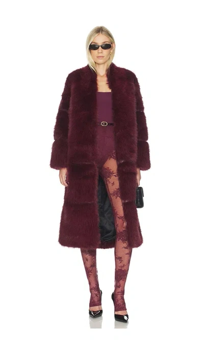 Apparis Sylke Sable Coat In Burgundy