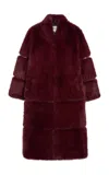 Apparis Sylke Sable Faux Fur Midi Coat In Animal Print