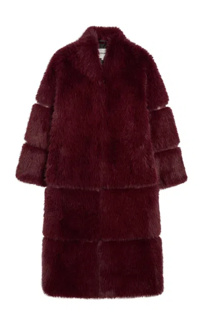 Apparis Sylke Sable Coat In Burgundy