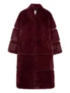 Apparis Sylke Sable Faux Fur Midi Coat In Red