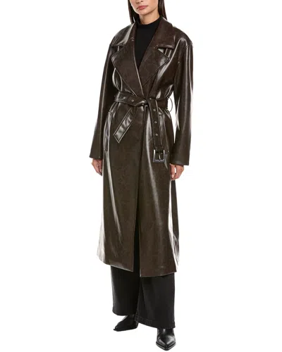 Apparis Tate Recycled Leather Trench Coat In Brown