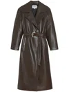 Apparis Tate Recycled Leather Trench Coat In Brown