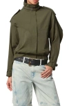 Apparis Thea Balloon Sleeve Rain Jacket In Desert Green