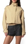 Apparis Thea Balloon Sleeve Rain Jacket In Sandstone