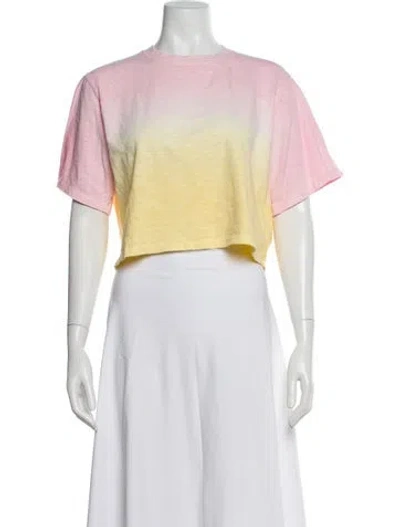 Pre-owned Apparis Tie-dye Print Crew Neck Crop Top In Pink