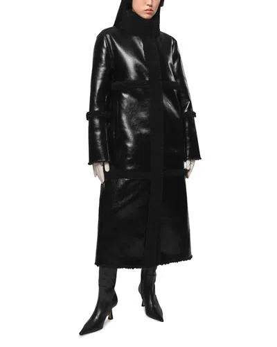 Apparis Tilly Reversible Faux Shearling Coat In Black