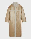 Apparis Metallic Shearling-trim Coat In Brown