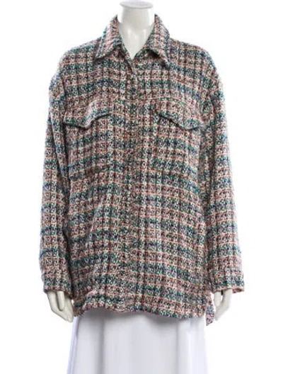 Pre-owned Apparis Tweed Pattern Coat In White