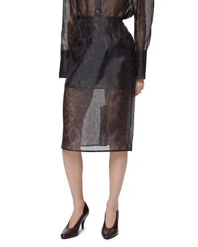Apparis Tyra Organza Leopard Midi Skirt In Brown