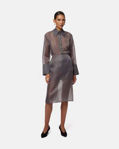 Apparis Tyra Organza Midi Skirt In Gray