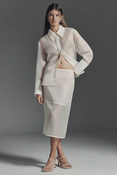Apparis Tyra Organza Midi Skirt In White