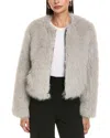 Apparis Uma Tinsel Cropped Coat In Silver