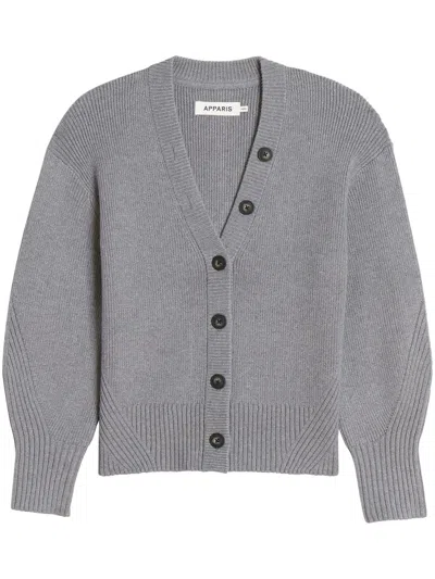 Apparis V-neck Knit Cardigan In 灰色