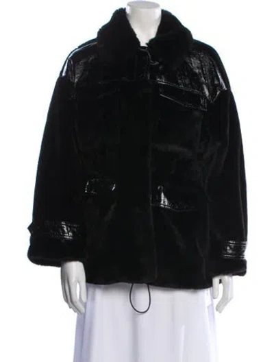 Pre-owned Apparis Velvet Coat In Black