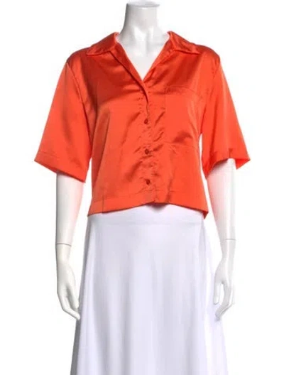 Pre-owned Apparis V-neck Short Sleeve Button-up Top In Orange