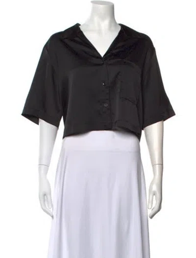 Pre-owned Apparis V-neck Short Sleeve Crop Top In Black