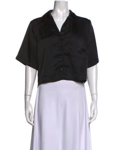 Pre-owned Apparis V-neck Short Sleeve Crop Top In Black