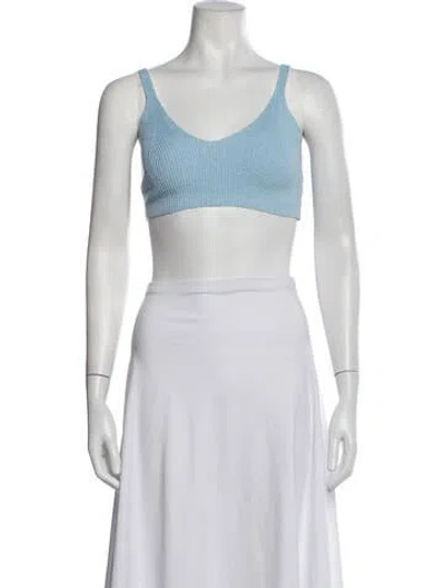 Pre-owned Apparis V-neck Sleeveless Crop Top In Blue