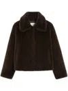 Apparis Wide-collar Faux Fur Jacket In Brown