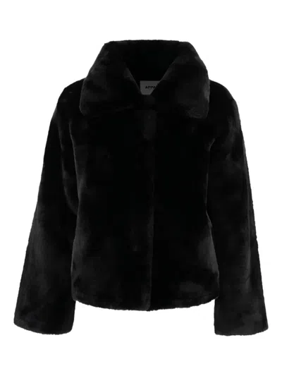 APPARIS WIDE-LAPEL FAUX-FUR JACKET