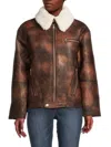 Apparis Women's Audie Faux Fur Trim Jacket In Chocolate