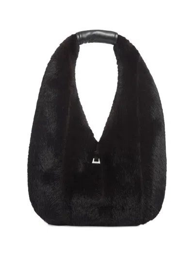Apparis Women's Colette Shaved Fuax Mink Shoulder Bag In Black