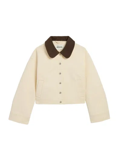 Apparis Ella Canvas Cropped Jacket In Neutral
