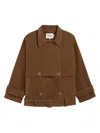 Apparis Gaia Faux Suede Short Trench Coat In Brown