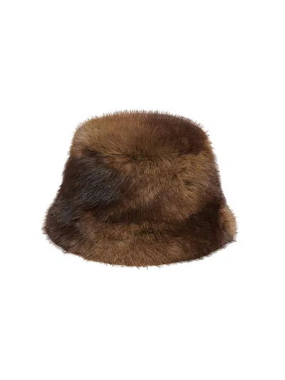 Apparis Women's Gilly Faux-mink Bucket Hat In Brown