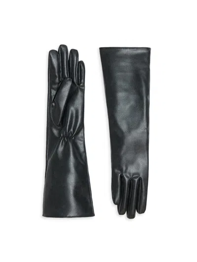 Apparis Women's Gwen Faux-leather Long Gloves In Black