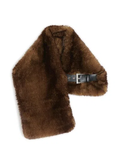 Apparis Women's Rowen Faux-mink Buckle Scarf In Brown