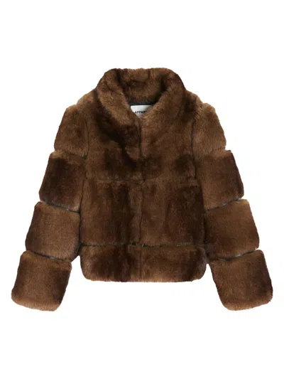 Apparis Sai Mink Faux Fur Cropped Coat In Multi