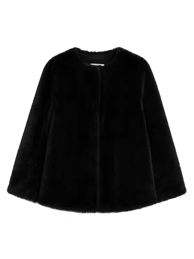 Apparis Women's Sloane Printed Faux-fur Cape In Black
