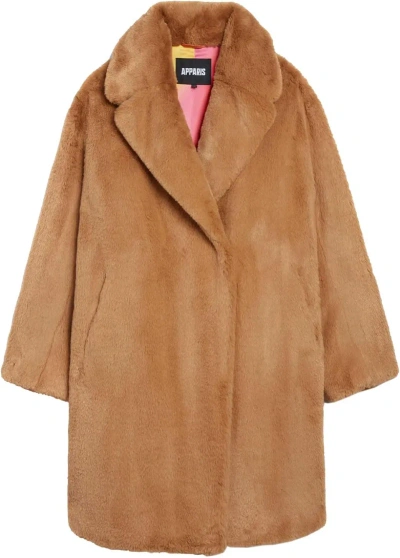 Apparis Stella Faux Fur Coat In Brown