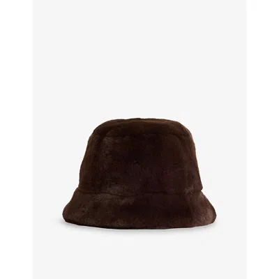 Apparis Womens Amara Faux-fur Bucket Hat Espresso In Brown