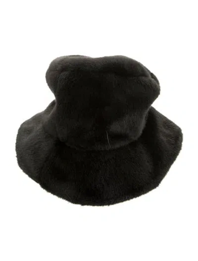 Pre-owned Apparis Womens Faux Fur Bucket Hat In Black