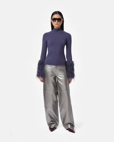 Apparis Wyatt Laminated Barrel Jeans In Silver