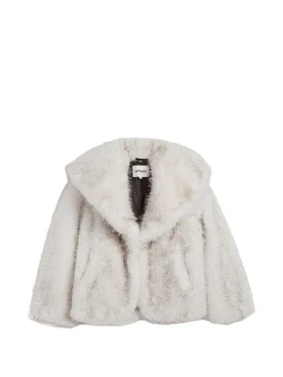Apparis Yara Faux-fur Shawl-lapels Coat In White