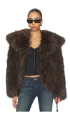 Apparis Yara Fox Coat In Brown