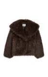 Apparis Yara Fox Faux Fur Short Coat In Brown