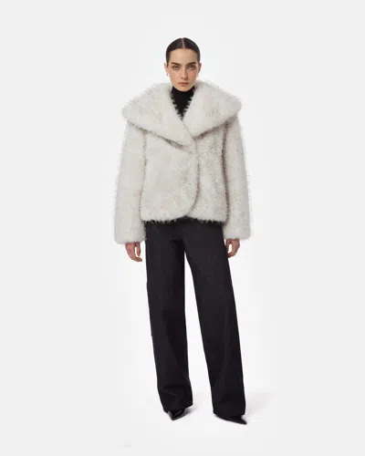 Apparis Yara Tipped Fox Coat In Blanc Multi