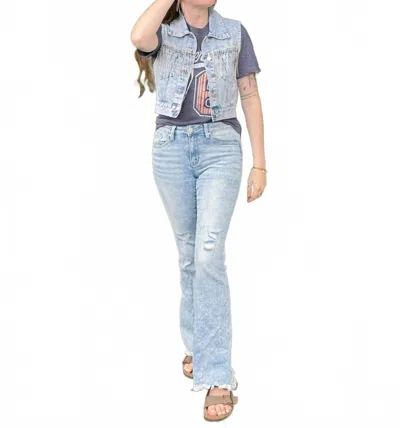 Apple B Noelle Rhinestone Fringe Denim Vest In Blue