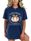 Apple B Pumpkin Graphic Tee In Navy In Blue