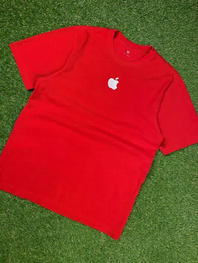 Pre-owned Apple X Vintage Vtg Apple Embroidered Logo Y2k Waffle Red Tee