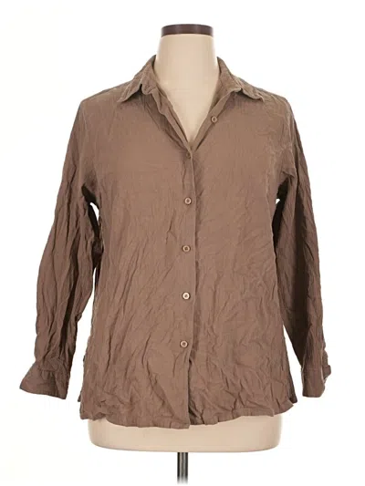 Pre-owned Appleseeds 3/4 Sleeve Button Down Shirt In Brown