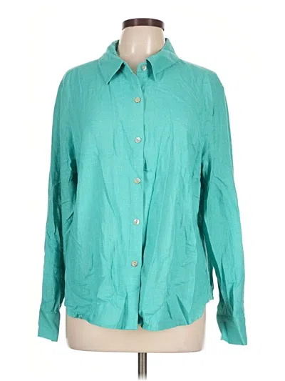 Pre-owned Appleseeds 3/4 Sleeve Button Down Shirt In Teal
