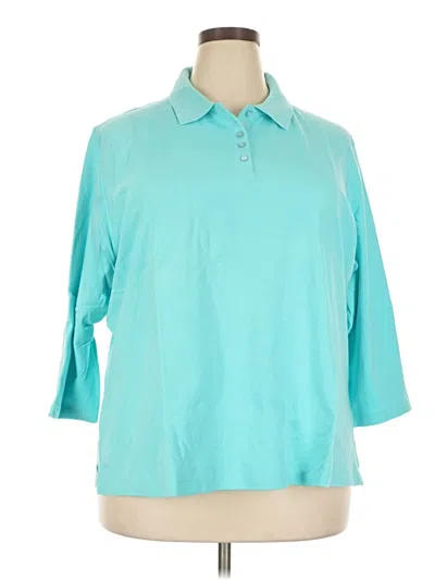 Pre-owned Appleseeds 3/4 Sleeve Button Down Shirt In Teal