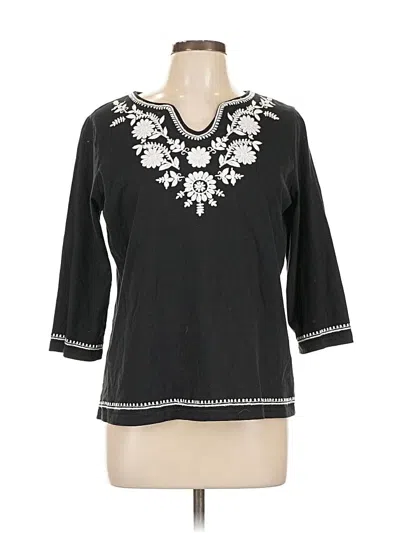 Pre-owned Appleseeds 3/4 Sleeve Top Black Open Neckline Tops