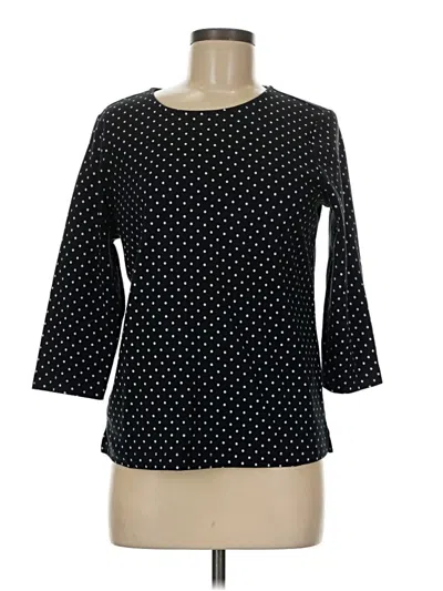 Pre-owned Appleseeds 3/4 Sleeve Top Black Polka Dots Pattern Boatneck Tops